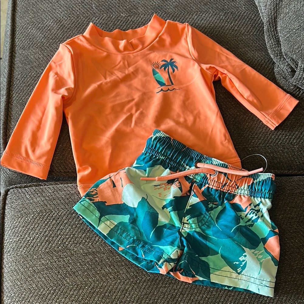 Carters baby boy swim set sz 3 m nwot